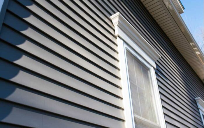 A house with light blue vinyl siding near Lexington, Kentucky (KY)