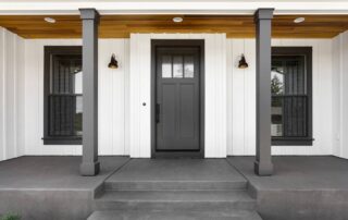 Window design trend for 2026: black exterior frames, matching the front door and porch columns near Lexington, KY